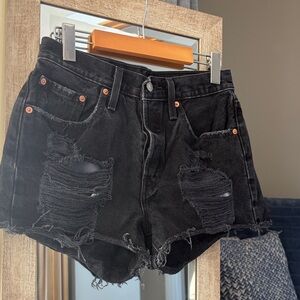 Levi's 501 Black High-Rise Denim Cutoff Shorts